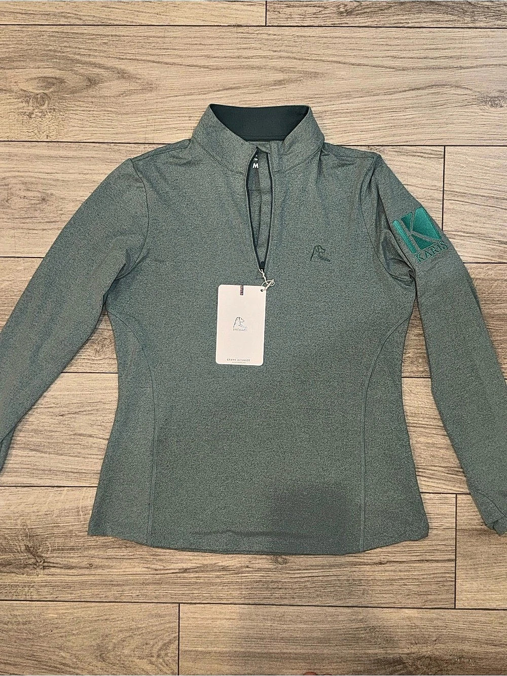 NWT Rhoback Women’s Heather Jungle Green/Antigua Green Performance Quarter Zip M